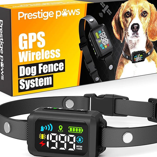 GPS Dog Fence Collar with Wireless Tracker – No Shock, Waterproof & Rechargeable – Smart Pet Containment for Small, Medium & Large Dogs – Adjustable, Portable, Safe Training System