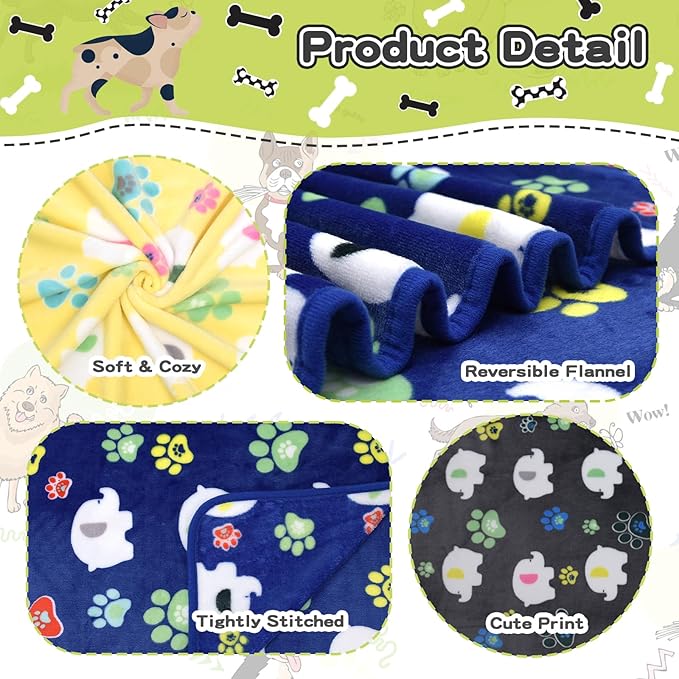 Rezutan Dog Blankets for Large Dogs,1 Pack 3 Dogs Blankets for Large Medium Blanket, Super Soft Fluffy Premium Fleece Pet Blanket Flannel Throw, 41x31 inch, Grey/Blue/Yellow
