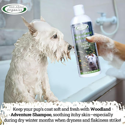 Woodland Adventure Pure Castile Dog Shampoo - Gentle Moisturizing Formula for All Skin Types, Crafted with Pure Ingredients, Mild and Nourishing for Dogs 4 Weeks & Up, 16 oz