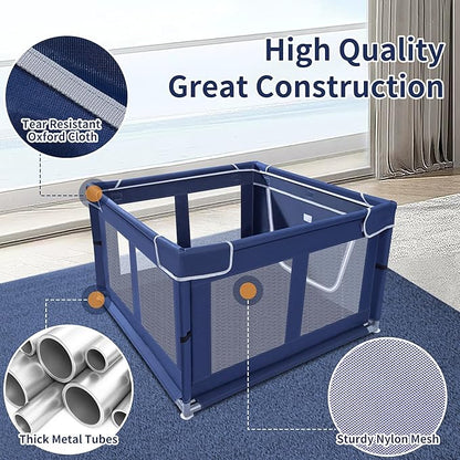 Puppy Playpen Indoor for Dog Small Pets, 42x42 x25 inch, Dog Play Pen Indoors with Gate, Oxford Fabric Pet Exercise pens for Dog Portable, Anti-Tipping Dog Cat playpens Enclosure with Zipper Door