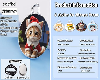 Cat Tracker-Airtag Cat Collar-GPS Tracker for Cats-Android Airtag-Pet Tracker| Android and iOS Universal | No Monthly Fee | No Charging Required | Waterproof | Works with Any Collar