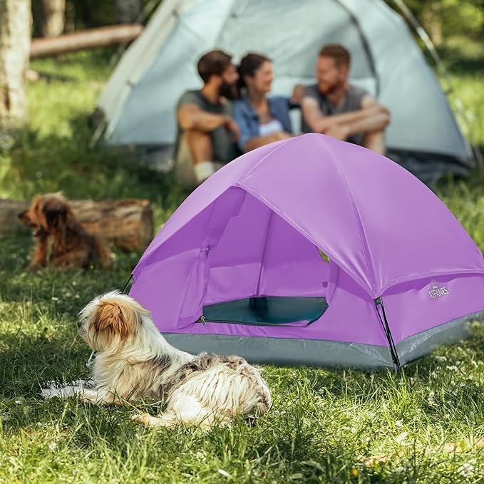 Outdoor Waterproof Pet Camping Tent, Cave Bed for Indoor Cats and Small Dogs, Portable Cat House Dog House, 39.3x39.3x23.6'', Purple, L.