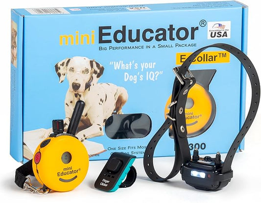 E-Collar – Educator ET-300-1/2 Mile Waterproof Remote Dog Training Collar Includes Premium Finger Clicker Trainer, 100 Programmable Levels + Vibration + Light + Sound