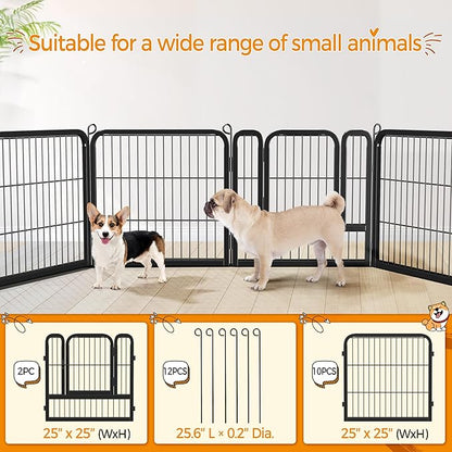 Yaheetech Dog Playpen Outdoor, 24 inch 24 Panels Dog Pen Indoor Heavy Duty Puppy Exercise Pen Metal Pet Fence for RV Camping/Yard/Garden