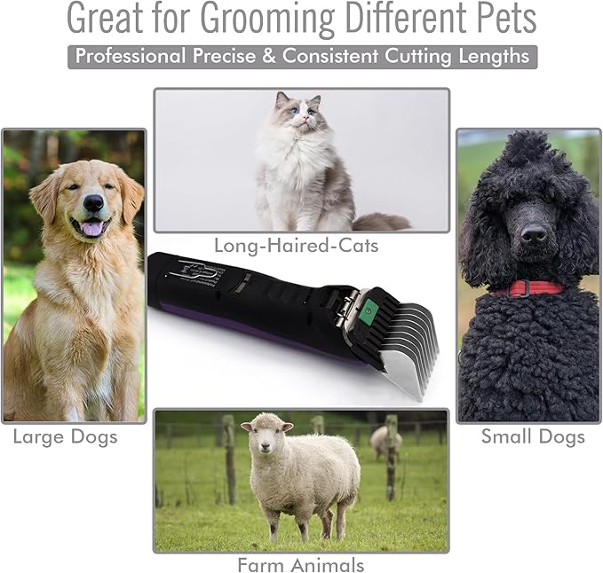 Professional A5 Style Animal Clipper Stainless Steel Color-Coded Snap-on Attachment Guard Guide Comb, 1/8"-1" Compatible with Wahl KM Series Oster A5 Andis Detachable Blade Pet Groomers (#7 - 7/8")
