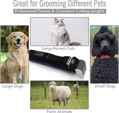 Professional A5 Style Animal Clipper Stainless Steel Color-Coded Snap-on Attachment Guard Guide Comb, 1/8"-1" Compatible with Wahl KM Series Oster A5 Andis Detachable Blade Pet Groomers (#7 - 7/8")