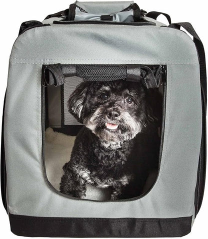 Pet Life Hounda Accordion Metal Framed Soft Folding Expandable Dog Crate - Collapsible Folding Pet Crate or Dog Kennel with Triple Expansion Room Large