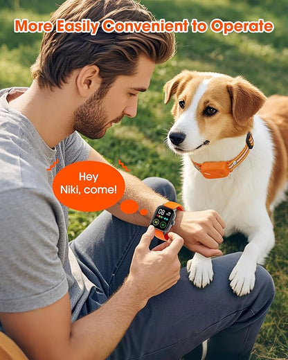 Jugbow Dog Training Collar with Watch-Style Remote, 3300FT Waterproof IPX7 E-Collar, IPX7 Hand-Free Remote 24H Time Display, Electric Vibration Beep Collars for 10-120 lb Small Medium Large Dogs
