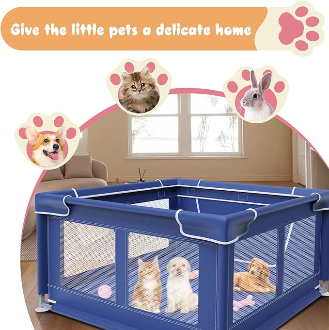 Puppy PlayPen 42 × 42 Inch, Dog Playpen with Gate for Puppies, Small and Medium Dogs, Pet PlayPen for Outdoors & Indoors, Tear Resistant Fabric.