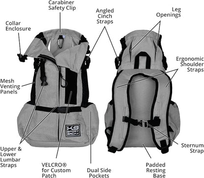 K9 Sport Sack | Dog Carrier Adjustable Backpack (Large, Air 2 - Charcoal Grey)