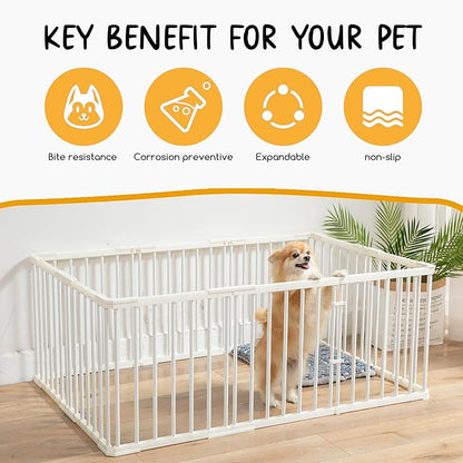 Pet Playpen Outdoor/Indoor, 28 inch Height Portable Dog Pen Dog Fence Exercise Pen with Doors for Dogs, Rabbits Kennel Crate Fence Tent Pet Puppy Playpen for Camping, RV,Yard(52*39*28 inch/10 Panels)