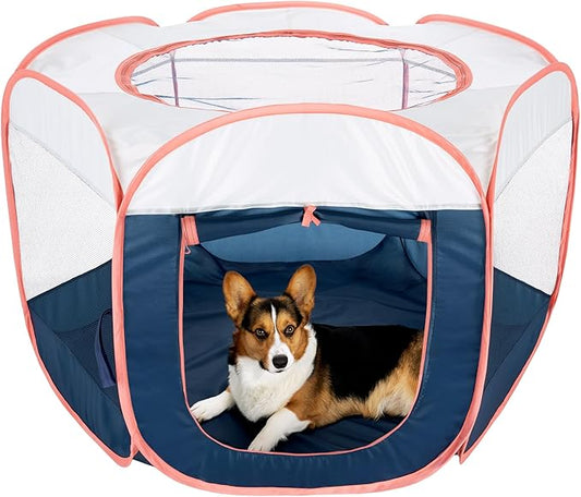 Furhaven Pop Up Playpen Pet Tent Playground - Navy, Large