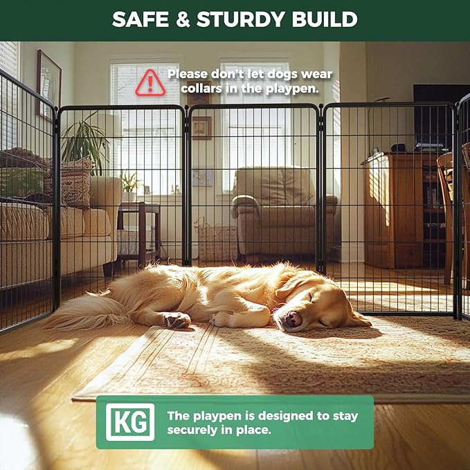 FXW Homeplus Dog Playpen for Indoor Use - Stress-Free and Safe Play, Heavy Duty 45 Inch 12 Panels Dog Pen for Large Dogs, Black│Patented