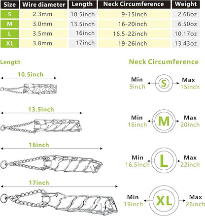 Silver Prong Pinch Dog Collar, No Pull Dog Collar Adjustable Quick Release Dog Training Collar with Quick Release Buckle for Small Medium Large Dogs (Silver, L)