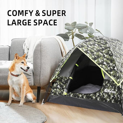 GDanes Camouflage Dog Tent House - Portable Indoor/Outdoor Dog Bed with Soft Pad for Large Dogs, 42 x 42 x 32 Inches