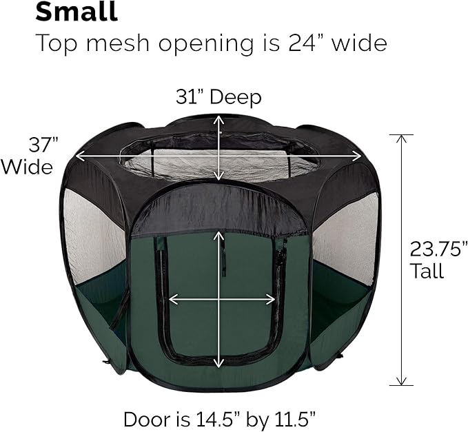 Furhaven Portable Dog Playpen Cat Tent, Pet playground/kennel foldable indoor outdoor zippered puppy crate - Hunter Green, Small