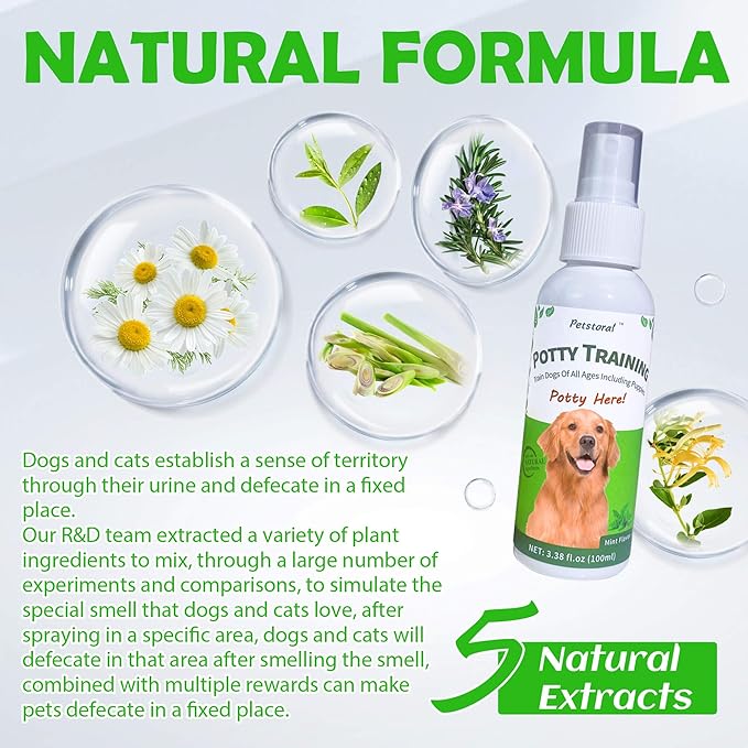Pet No-Go & Puppy Potty Training Spray - Pet Deterrent Spray for Stop Chewing, Pee Here Corrector Spray for Dogs and Cats, 3.38 Fl Oz/100ml Kit