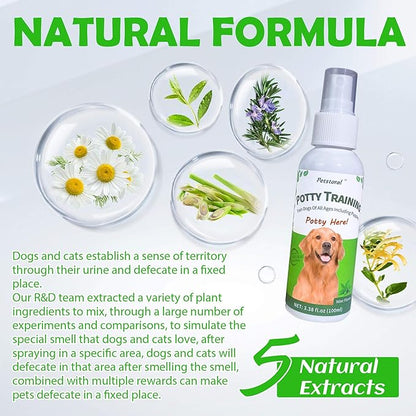 Pet No-Go & Puppy Potty Training Spray - Pet Deterrent Spray for Stop Chewing, Pee Here Corrector Spray for Dogs and Cats, 3.38 Fl Oz/100ml Kit