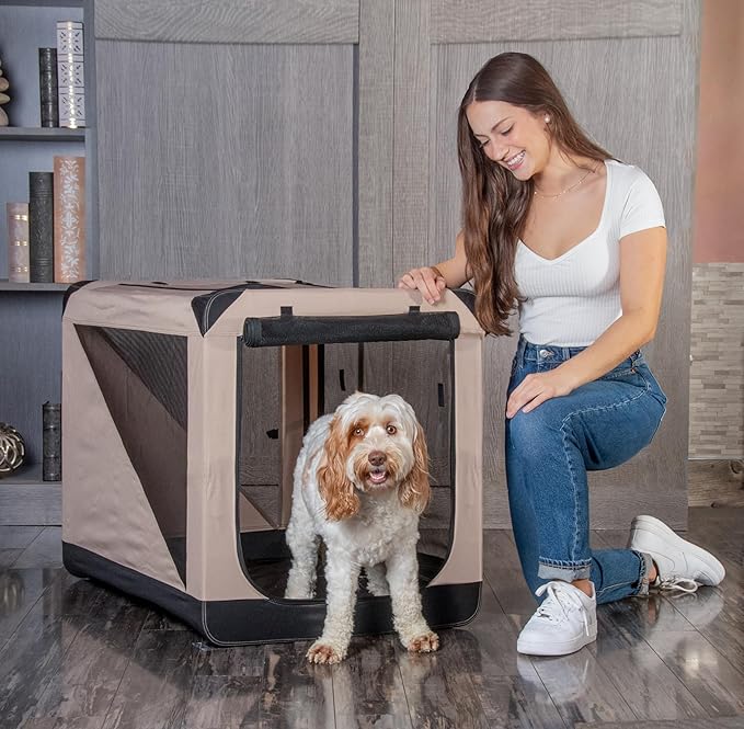 Pet Gear Insta-Fold Soft Crate for Dogs, 30", Ecru