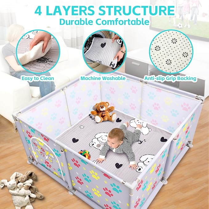 2025 Upgraded Whelping Box for Dogs,24.8’’Extra Tall Dog Whelping Pen with Whelping Pad,Dog Whelping Supplies for Large Small Breed Dogs(47" Dia.x24.8 H) (Grey)