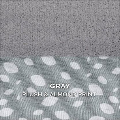 Furhaven Orthopedic Dog Bed for Large Dogs w/ Removable Bolsters & Washable Cover, For Dogs Up to 125 lbs - Plush & Almond Print L Shaped Chaise - Gray Almonds, Jumbo Plus/XXL