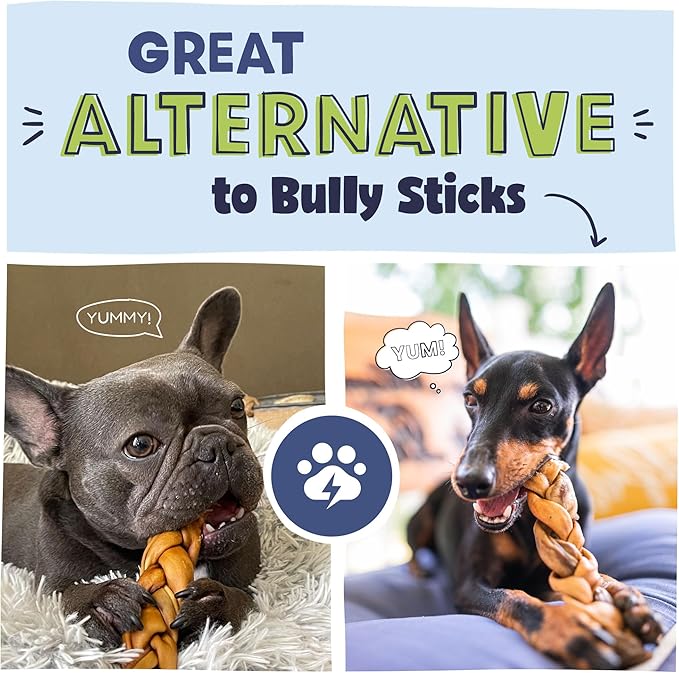 Pawstruck Natural 5-7” Beef Collagen Braids for Dogs - Healthy Long Lasting Alternative to Traditional Rawhide & Bully Sticks Chew Treats w/Chondroitin & Glucosamine - 5 Count - Packaging May Vary
