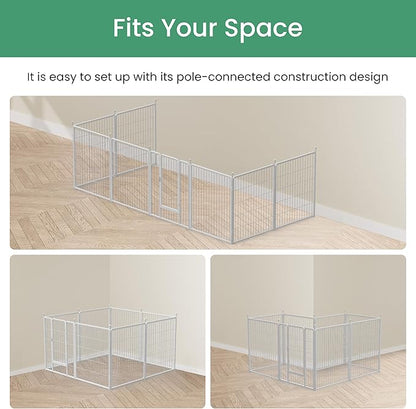 Simple Deluxe Dog Playpen, 32" Height 8 Panels Fence with Anti-Rust Coating, Metal Heavy Portable Foldable Dog Pen for Small/Medium Dogs RV Camping, White