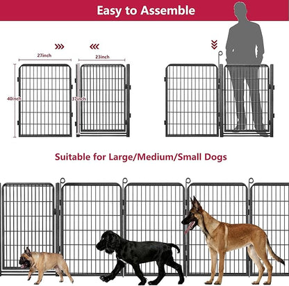 Dog Playpen with Extra Large Door Dog Fence Outdoor for Yard Indoor Dog Pen 40inch 20 Panels Dog Pens Outside Anti-Rust Pet Fence Portable Dog Fence for RV Camping Yard