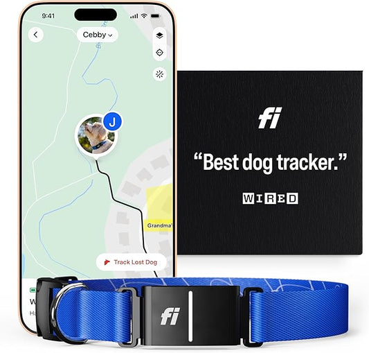 Fi Series 3 Smart Dog Collar - GPS Dog Tracker and Activity & Fitness Monitor, Waterproof, LED Light, Escape Alerts, Nationwide Coverage [Free 6 Month Membership] (Blue, X-Small)