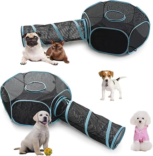 Cat Furniture Tent for Indoor and Outdoor Playpen Portable Cat Tunnels, Outdoor Kennel (Hexagon + Tunnel)