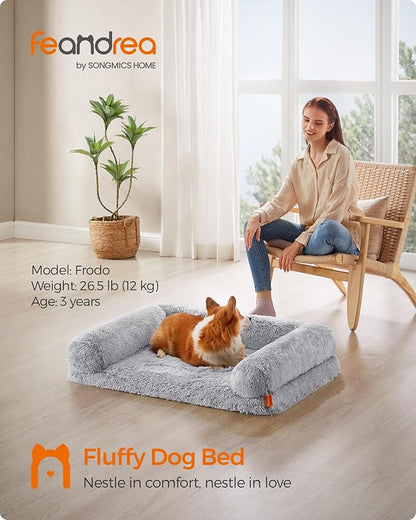 Feandrea Dog Bed, Orthopaedic Dog Sofa Bed for Medium Dogs, Waterproof Ped Bed with Removable Washable Cover, 30 x 23 x 9 Inches, Gray Ombré UPGW231G01