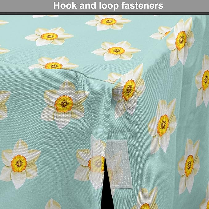 Lunarable Daffodil Dog Crate Cover, Pastel Nature Pattern with Spring Field Theme Narcissus Flower Heads, Easy to Use Pet Kennel Cover for Medium Large Dogs, 42 Inch, Seafoam Cream Yellow