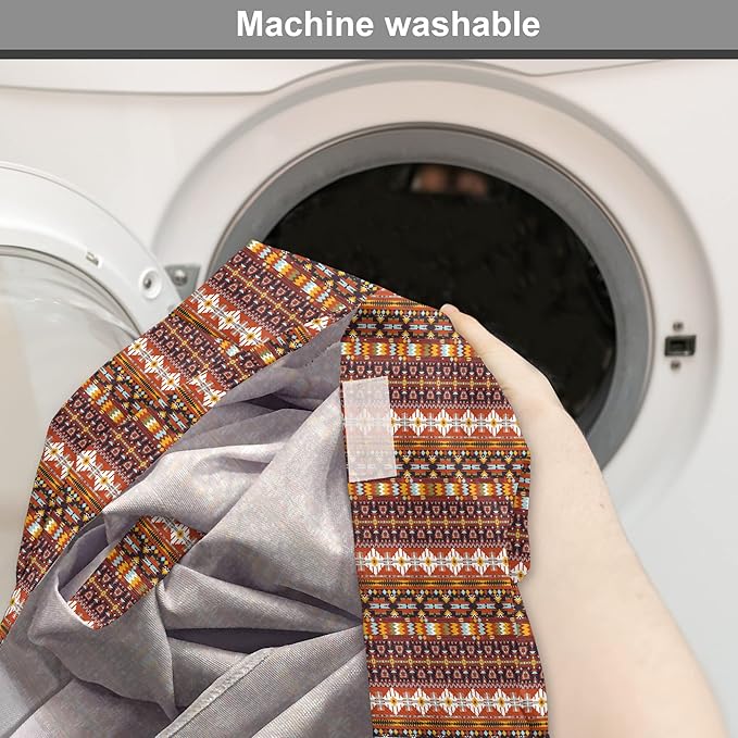 Lunarable Aztec Dog Crate Cover, Ornate Rich Motifs in Autumn Colors Geometric and Floral Design Old Tribal, Easy to Use Pet Kennel Cover for Medium Large Dogs, 48 Inch, Orange Yellow Blue