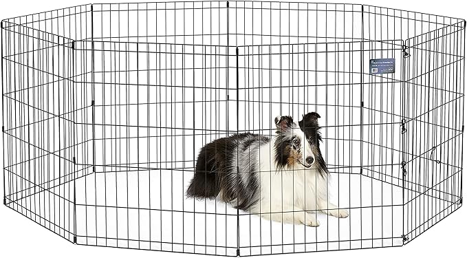 MidWest Homes for Pets Dog Exercise Pen & Playpen, 24" W x 30" W, No Door, Black