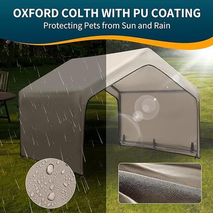 Dog Tent Outdoor, Extra Large Dog House Outside, Big Dog Shade Shelter Waterproof Weatherproof Doghouse Canopy with Ground Nails, Sun Rain Cover for Pet Cat Goat Livestock, 4'x 4'x 3.3', Tan