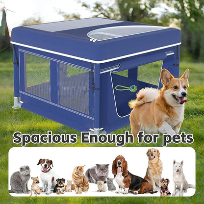 42x42x26 Inches Dog Playpens，Puppy Playpen with Cover for Puppies or Small Dogs, Play Pen Indoors, Dog Fence Pet Playpen for Indoor & Outdoor, Whelping Box for Dogs and Puppies