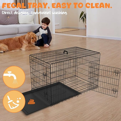 48 Inch Dog Crates for Large Dogs XXL Dog Crate Metal Wire Dog Kennel Indoor Outdoor Foldable Dog Cage Large Dogs with Double-Door, Divider Panel & Leak-Proof Tray