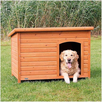 TRIXIE Large natura Classic Outdoor Dog House, Weatherproof Finish, Elevated Floor, Brown 45.5 x 31 x 32.25 inch