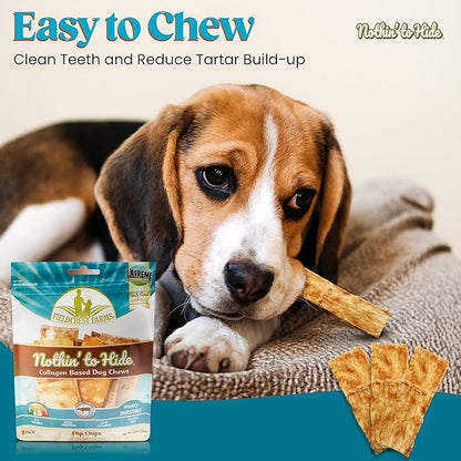 Fieldcrest Farms Nothin to Hide Flip Chips Dog Chews - Natural Rawhide Alternative Treats for Dogs, Collagen Based Snack for Moderate Chewers Up to 35lbs, Beef Flavor - 2 Packs (16 Chips)