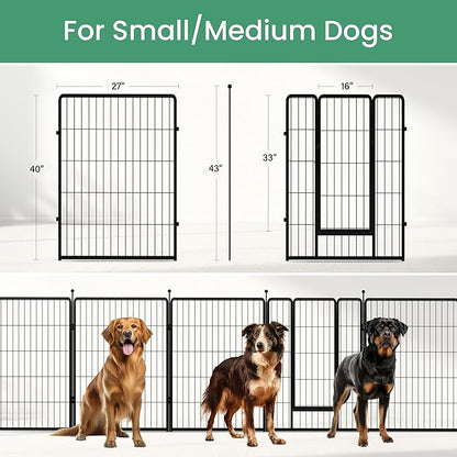 InfiniPower Dog Playpen for Yard, RV, Camping, 24 Inch 16 Panels Play Pen Indoor, Heavy Duty Indoor Outdoor Exercise Dog Pen for Puppies/Small Dogs, Black