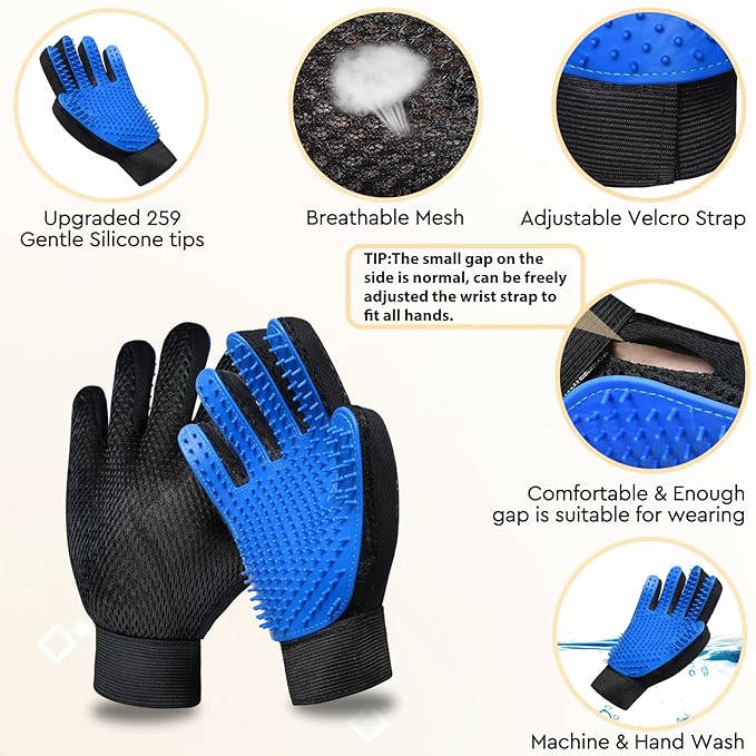 LIONROGE Cat Grooming Glove Brush,Self-Cleaning Slicker Pet Brush for Short and Long Haired Pets,Dog Bath Brush for Shedding and Grooming,Removes Loose Hair and Tangles,Promote Circulation
