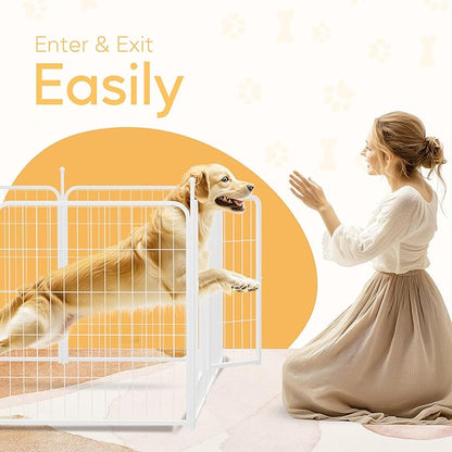HealSmart Dog Playpen Indoor, Puppy Playpen Indoor for Yard, Camping, 32" Height 8 Panels Heavy Duty Dog Pen for Small/Medium Dogs, White