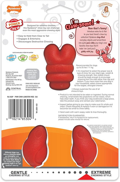 Nylabone Power Chew Lobster Dog Chew Toy, Cute Dog Toys for Aggressive Chewers, Filet Mignon Flavor, Small/Regular (1 Count)