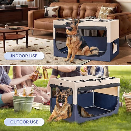 A4Pet Portable Dog Crate, Foldable Dog Crate - 40 Inch Adjustable Stainless Steel Frame, Lightweight, Durable and Soft Crate with 3-Door, Soft Sided Dog Kennel