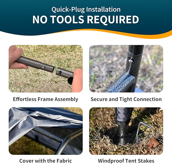 Dog Tent Outdoor, Extra Large Dog House Outside, Big Dog Shade Shelter Waterproof Weatherproof Doghouse Canopy with Ground Nails, Sun Rain Cover for Pet Cat Goat Livestock, 4'x 4'x 3.3', Gray