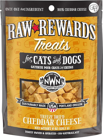 Northwest Naturals Raw Rewards Freeze-Dried Cheddar Cheese Treats for Dogs and Cats - Bite-Sized Pieces - Healthy, 1 Ingredient, Human Grade Pet Food, All Natural - 6 Oz