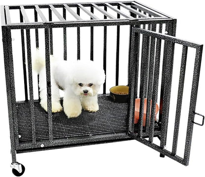 Loonpon Dog Crates for Small Dogs Under 25lbs,24.4 inch Heavy Duty Small Dog Crate with Wheels,Metal Double Door Dog Kennel Indoor Outdoor for Small Dog Puppy