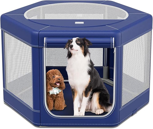 Hexagonal Dog playpen, 45Inch Soft Puppy Playpen with 600D Oxford Fabric, Stable Structure with Thickend Stainless Steel Tubes, 25.6 Inch Height Pet Playpen for Small and Medium Dogs, Animals