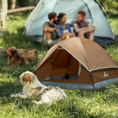 Outdoor Waterproof Pet Camping Tent, Cave Bed for Indoor Cats and Small Dogs, Portable Cat House Dog House, 29.5x29.5x18.9'', Brown, M.