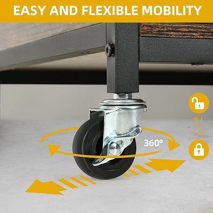 DWVO Dog Crate Furniture, 24 Inch Dog Kennel Indoor Furniture End Table for Dogs, Modern Decorative Wooden Cage with Wheels, Chew-Resistant, Rustic Brown